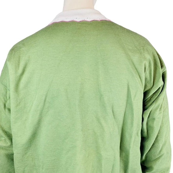 Hanes Cotton Select Womans XL Green Floral Sweater Walk By Faith 2 Cor. 5:7 VTG - Picture 6 of 7